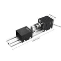 Metal mini woodworking lathe with carving knives and tools for small woodturning projects