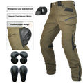 Men's black waterproof motorcycle trousers with protective gear set for cycling