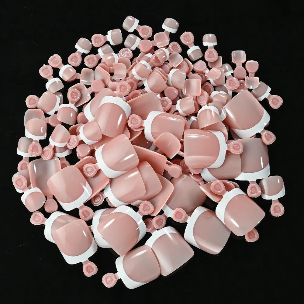120 piece French white edge short square artificial nail tips in nine nude colours