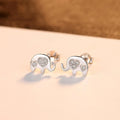 Small geometric drop earrings with gem setting in gold and silver colours