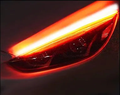Flexible silicone LED car light strip with daytime running lights and flowing turn signal function