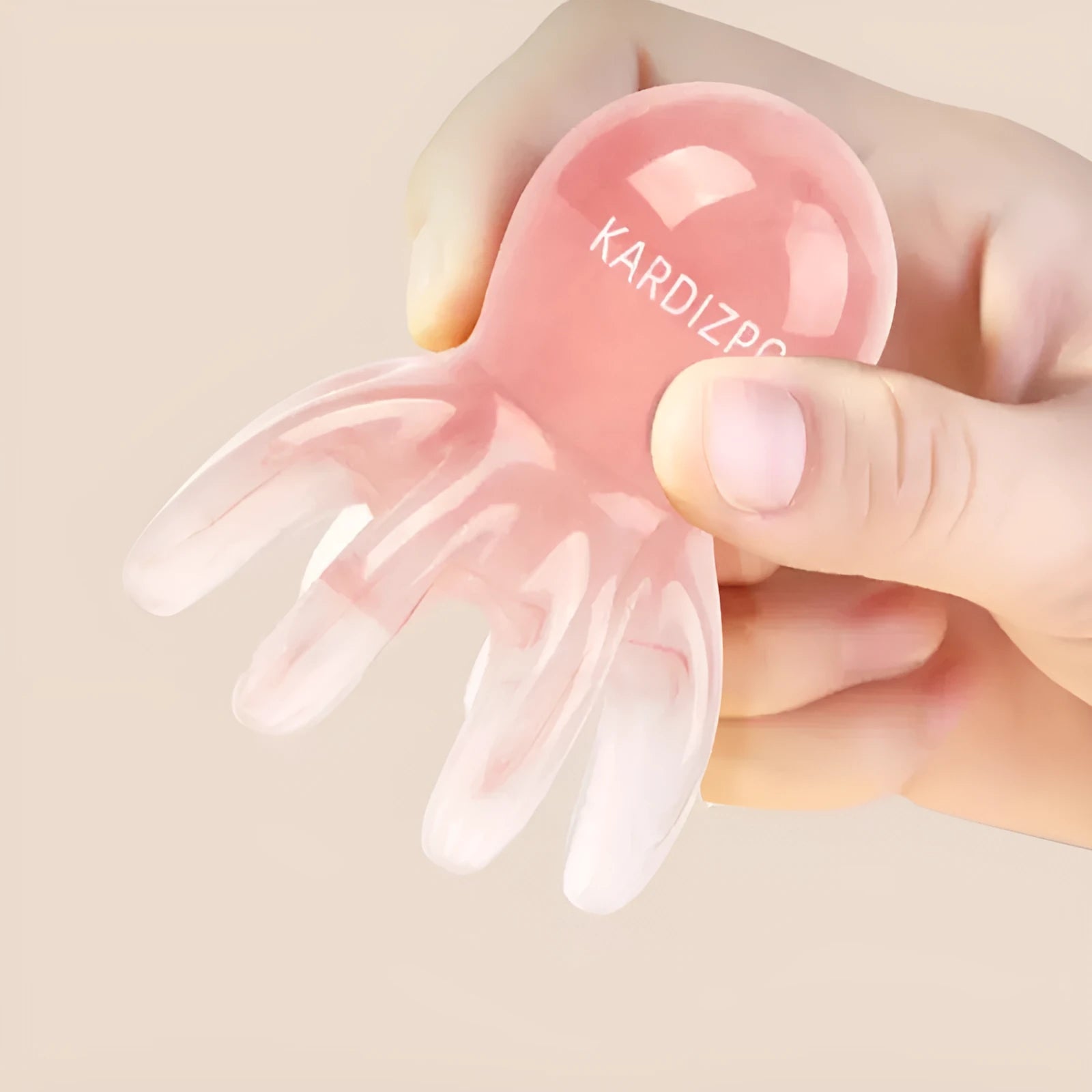 Pink natural resin octopus massage comb for facial and periocular meridian massage