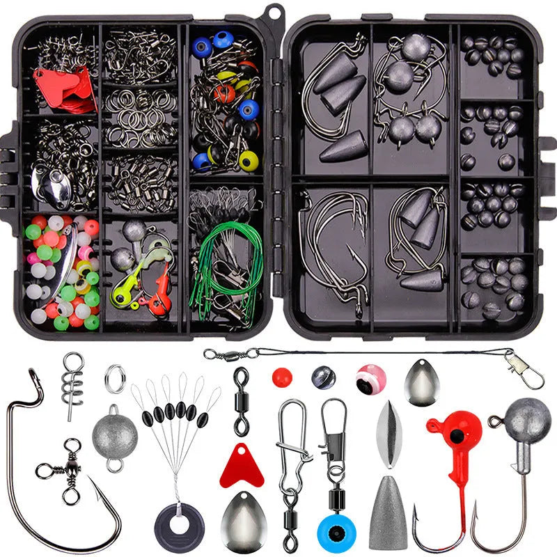Weihe 257-piece fishing lure accessories kit in orange or black box for Texas sea fishing