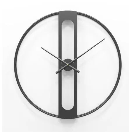Large round metal wall clock with 50cm diameter in black or gold finish