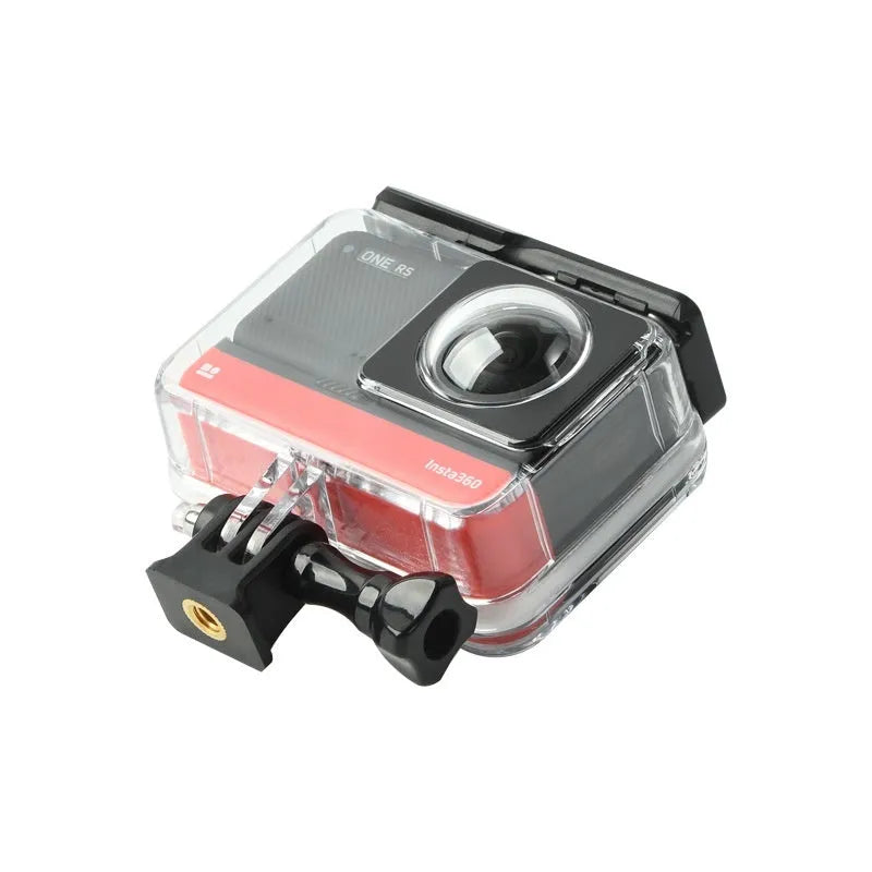 Transparent Insta360 One RS panoramic camera waterproof housing with clear polycarbonate construction