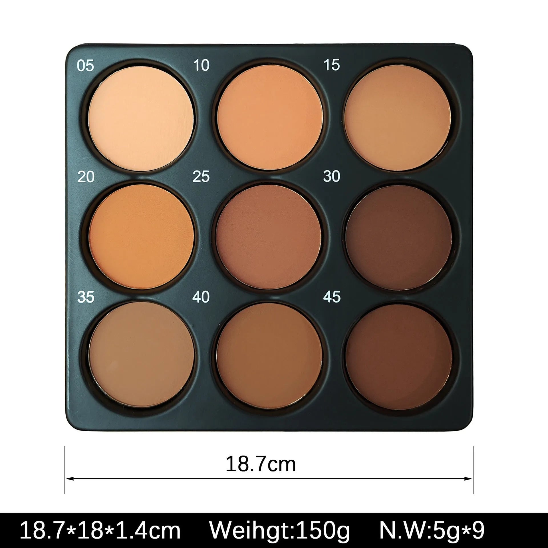 Dark matte makeup palette with nine waterproof colours and repair disk for punk and fashion styles