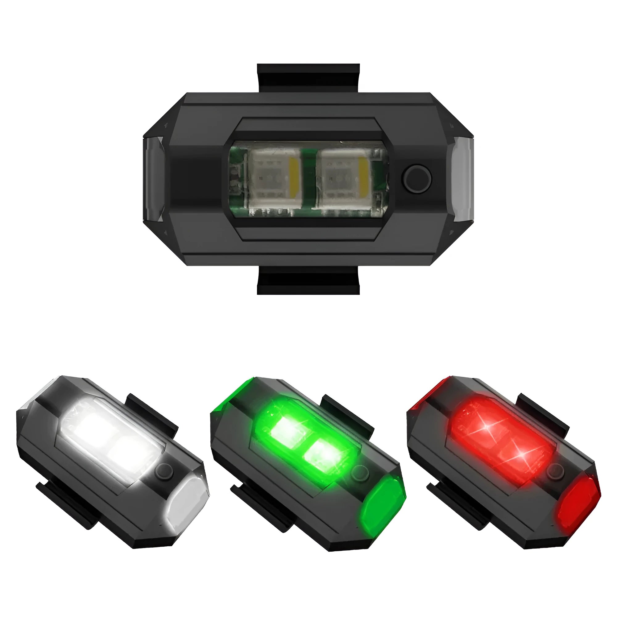 Drone strobe light with 7 colour modes, Type-C charging cable, and mounting accessories