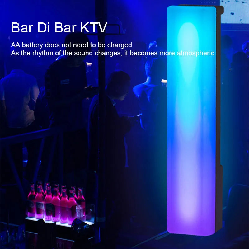 Black 3D RGB table top ambience lamp with voice-activated rhythm lighting for PC gaming decor