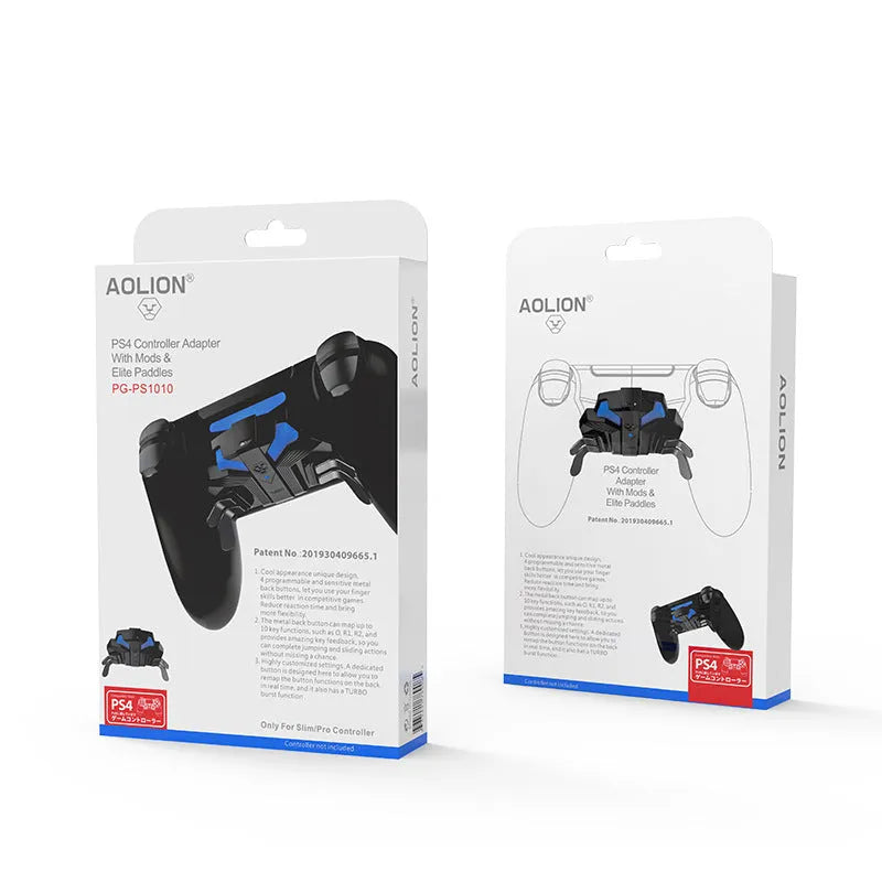 Black PS4 gamepad back button attachment with Type-C port and 3.5mm jack