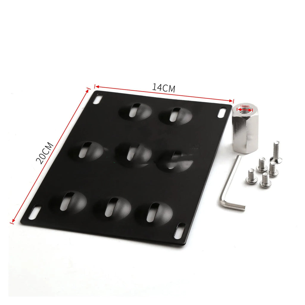 Metal car licence plate holder frame measuring 21x10 cm with screws and nuts for vehicle modification