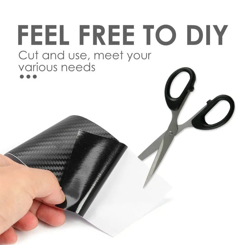 Matte black 3D carbon fibre adhesive roll for car door sill and bumper protection
