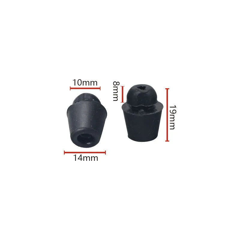 Ten black rubber automobile buckle clips with integrated shock absorbers for damping trim vibration.