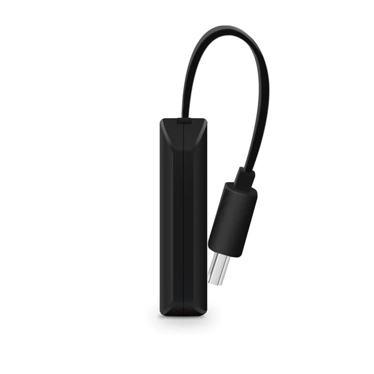 Black HD TV USB dongle device measuring 52mm by 26mm with HDMI output for 1920x1080 screen mirroring.