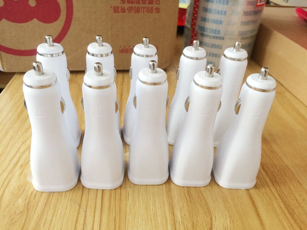 White single port QC2.0 fast car charger with compact rectangular design