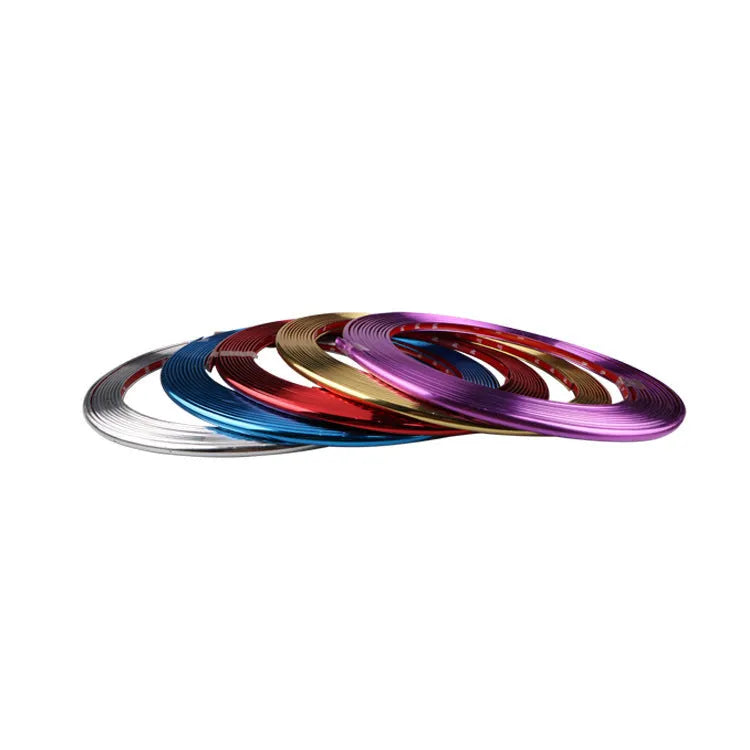 Electroplated purple PVC wheel trim protection strip on 8 metre roll for car wheels