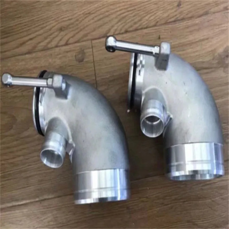 Aluminium alloy 90-degree turbine elbow pipe for lateral engine automotive applications