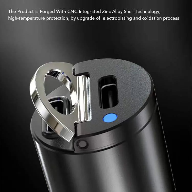 Mini black car cigarette lighter charger with PD and QC 3.0 ports