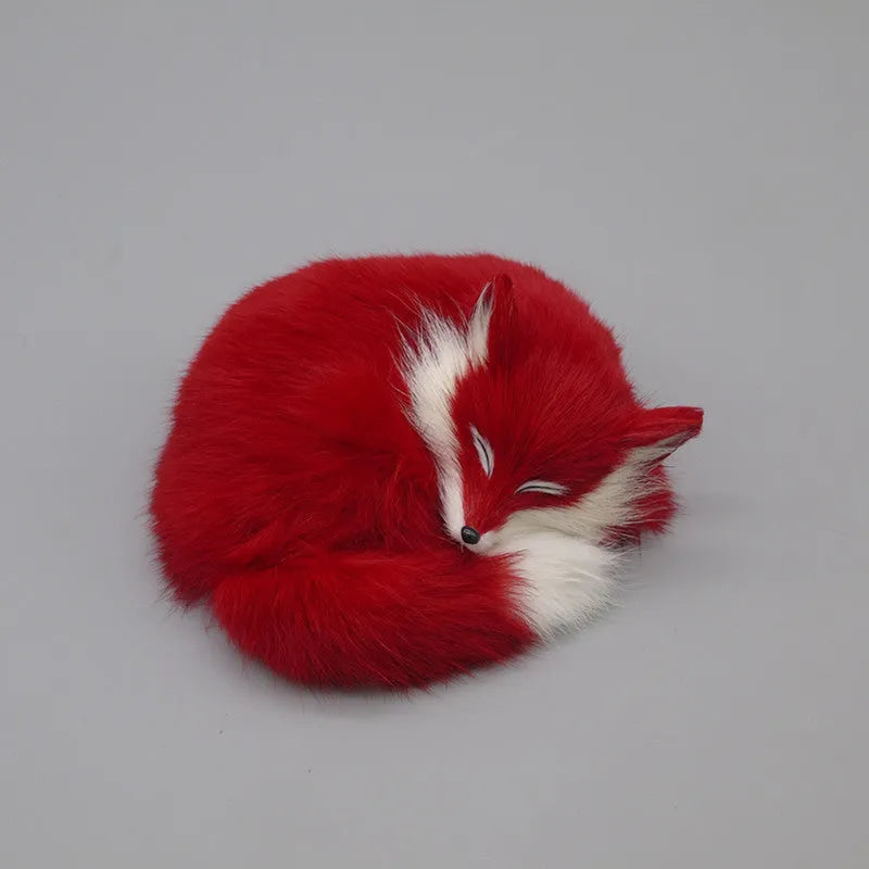 Artificial white fox fur car decoration measuring 15cm tall