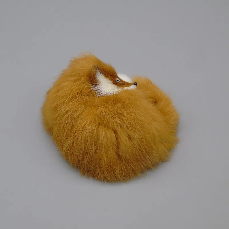 Artificial white fox fur car decoration measuring 15cm tall