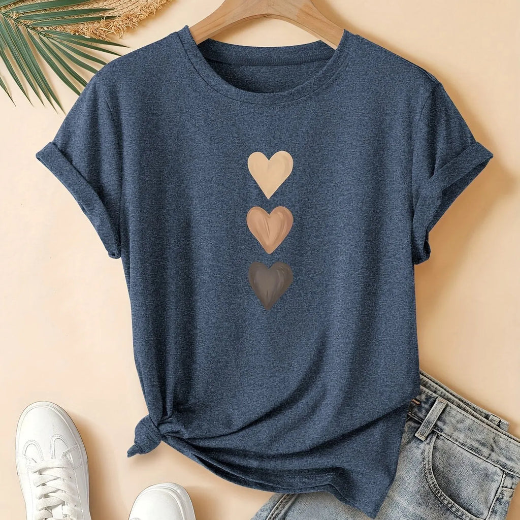 Women's short sleeve round neck t-shirt with an art retro pattern, in pure cotton fabric.