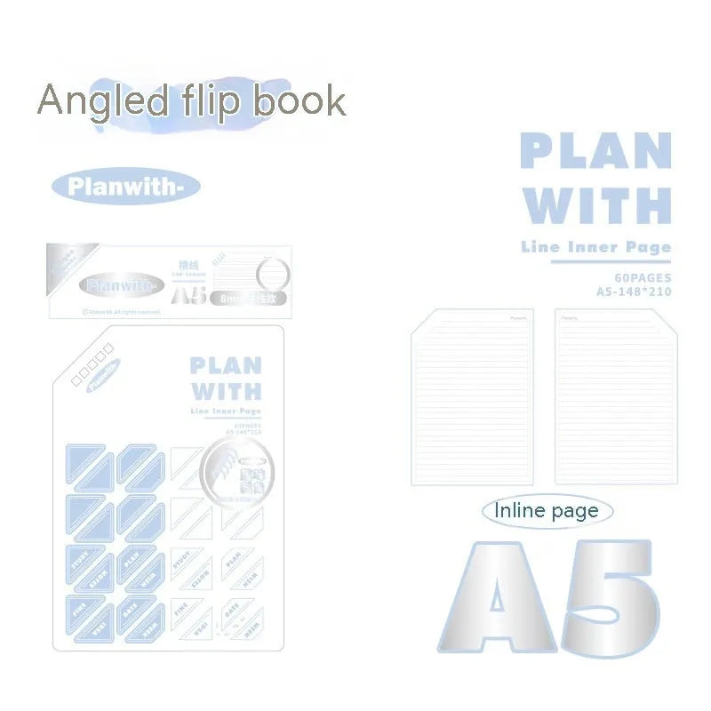 Oblique angle book artsy ins style salt series notebook with 60 sheets in A5 or B5 size with cover options