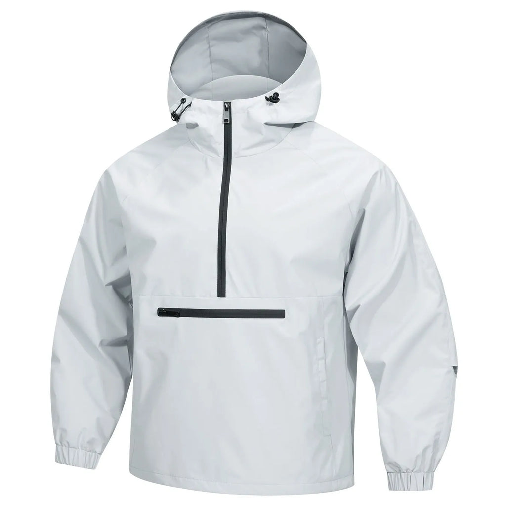 Men's loose half-zip hooded corduroy jacket in Korean style with rabbit fur lining