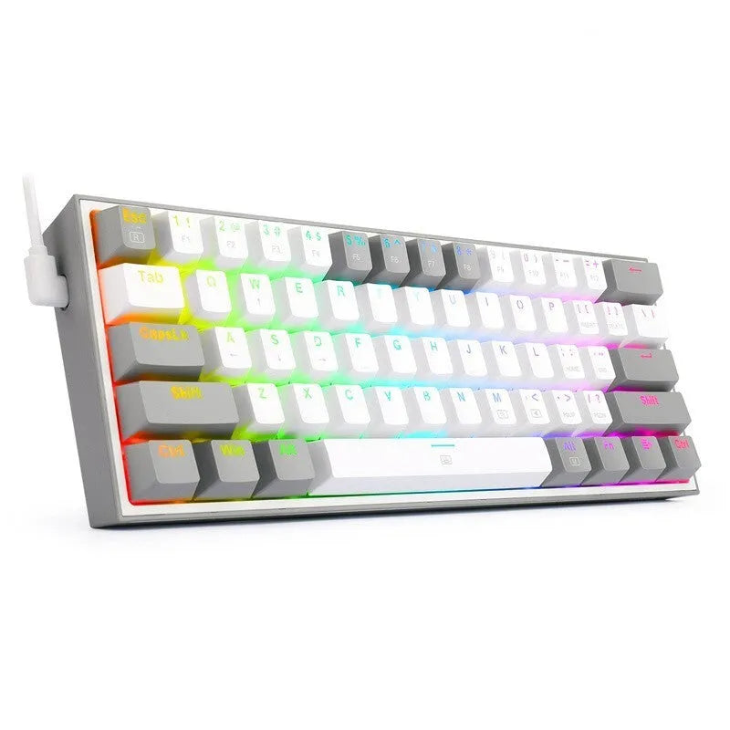 White pink mechanical keyboard with RGB lighting showing dual keycap design and multimedia controls
