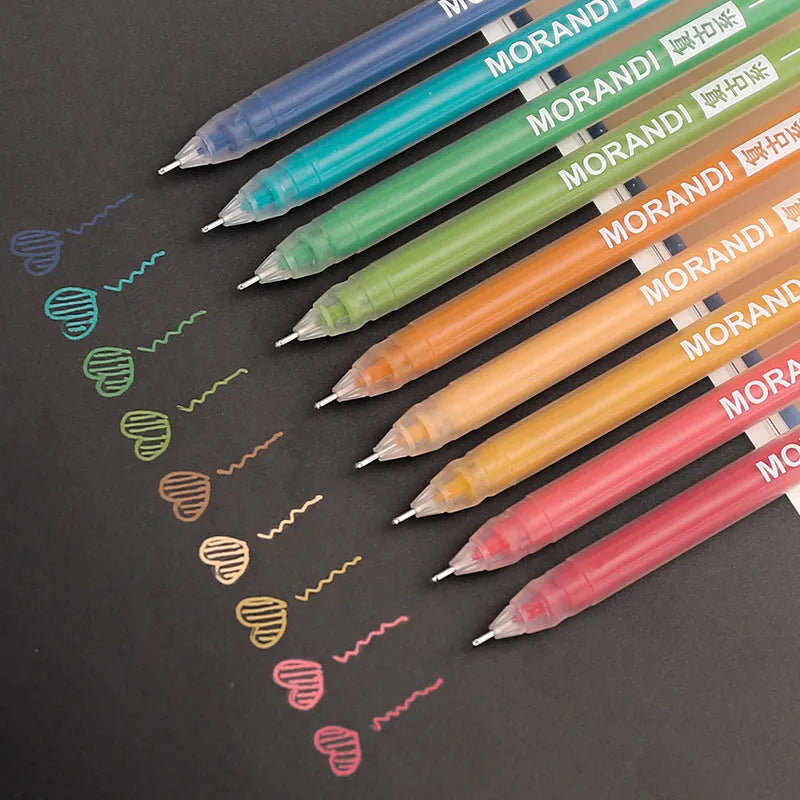 Set of nine 0.5mm needle tip gel pens in plastic shells with choice of Japanese colour themes