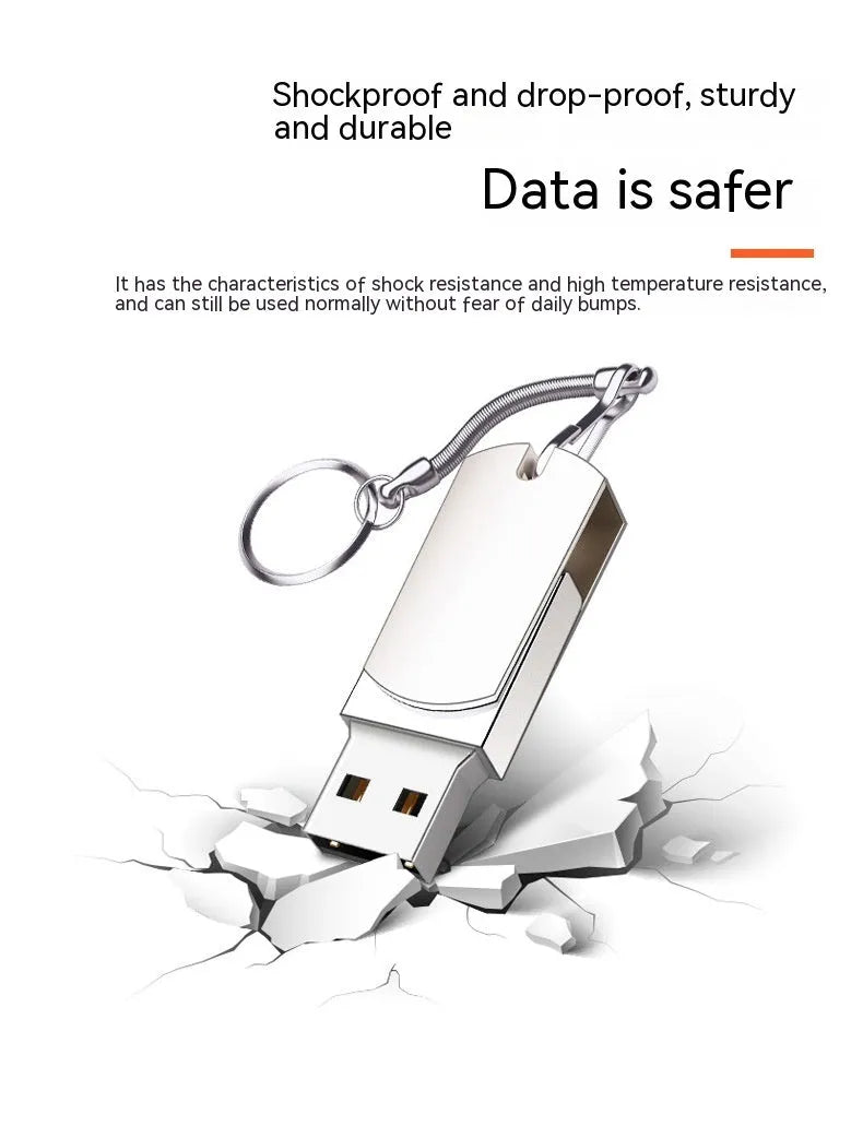 White metal rotary USB flash drive showing compact 34mm design with USB connector extended