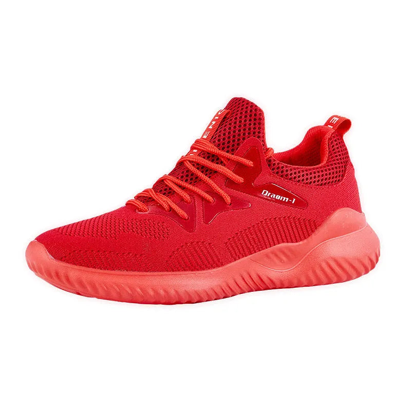 Adult breathable running shoe with mesh upper, front strap, and MD sole on a white background.