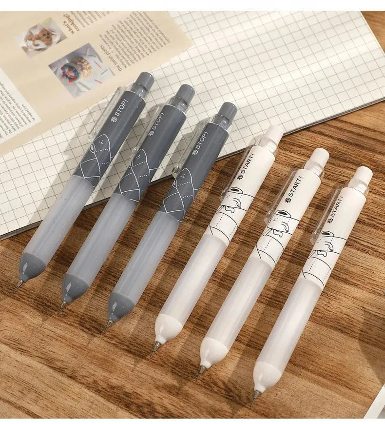 Minimalist 0.5mm automatic pencil with cloud grip design in black and white colour options
