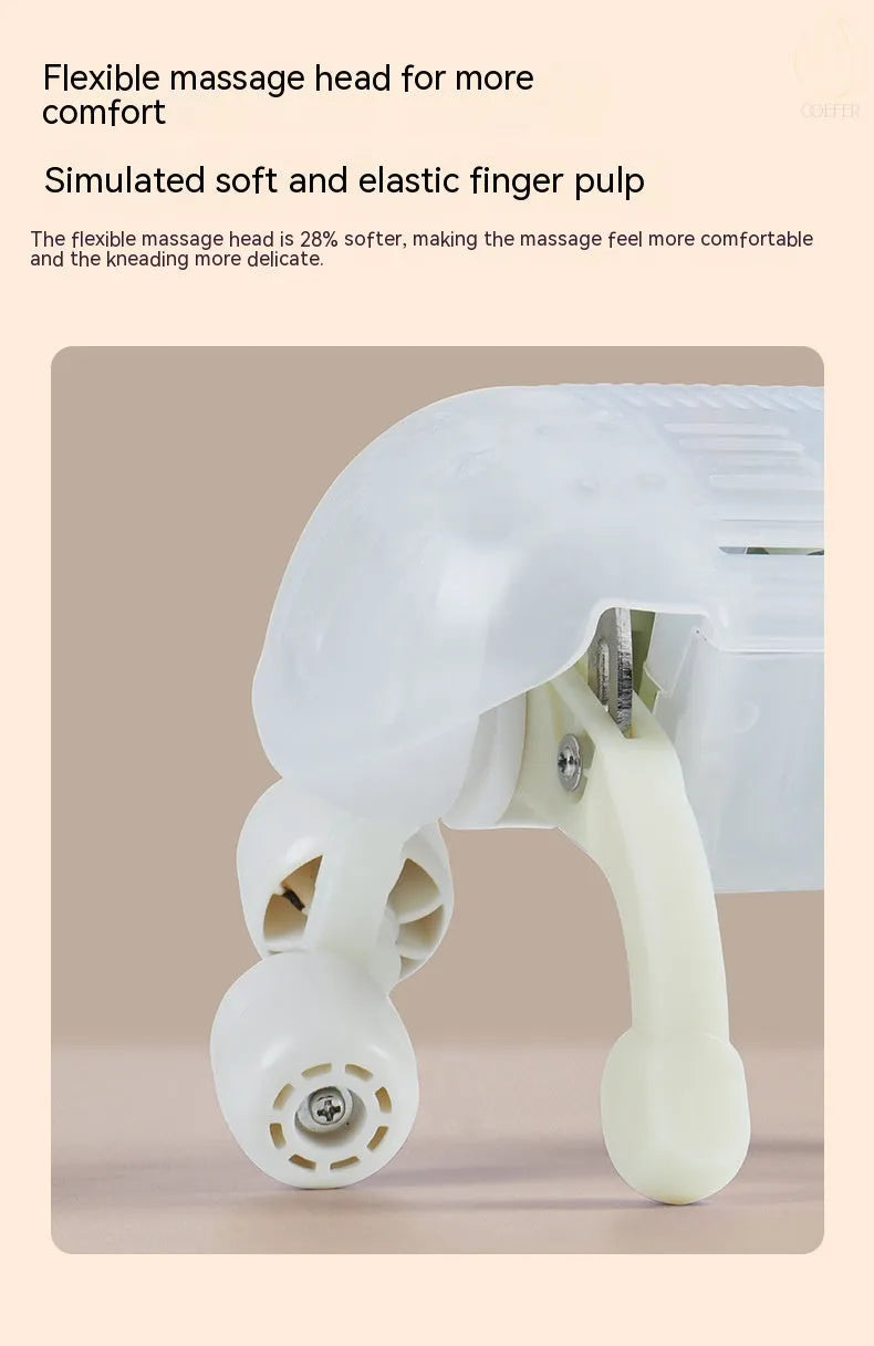 Creamy white rechargeable shoulder and neck massager with cervical kneading function
