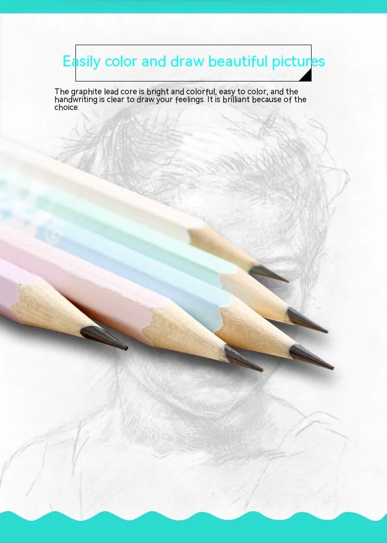 Basswood thermal transfer pencil with six-angle rod design showing wooden construction and HB hardness marking