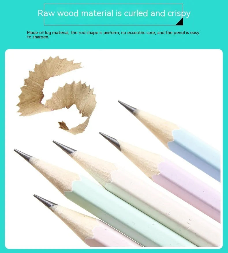 Basswood thermal transfer pencil with six-angle rod design showing wooden construction and HB hardness marking