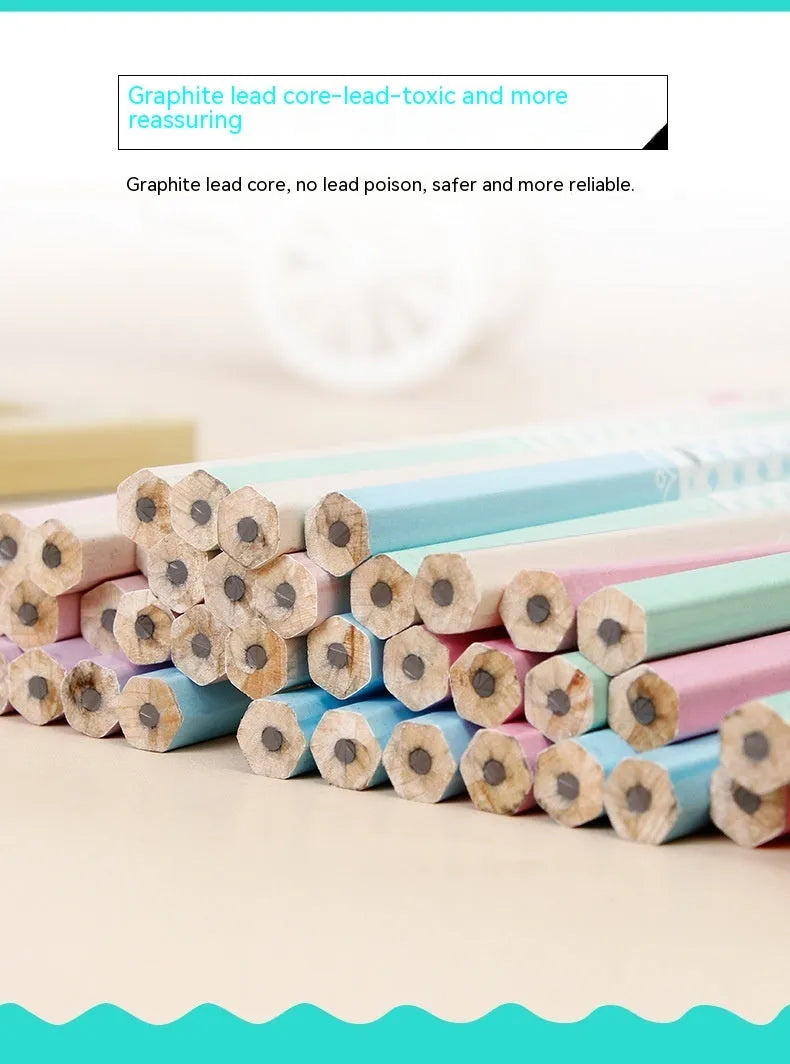 Basswood thermal transfer pencil with six-angle rod design showing wooden construction and HB hardness marking