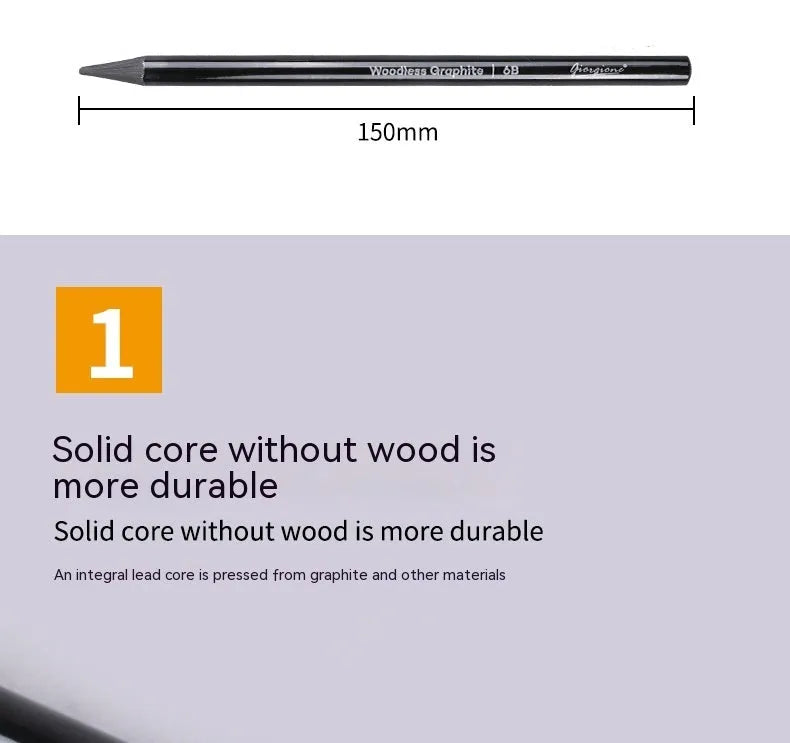 Set of nine wooden artist pencils including graphite and carbonized types on suction card packaging