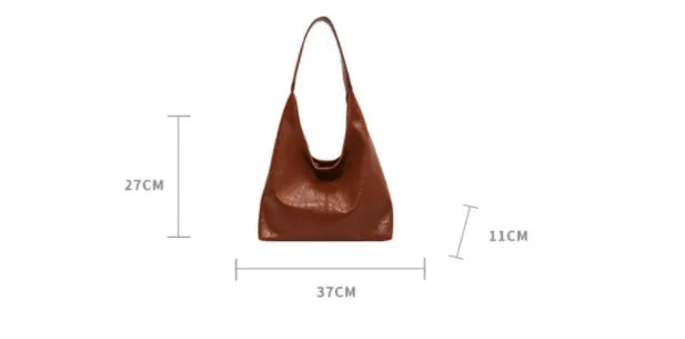 Soft PU leather shoulder bag with multiple external sandwich pockets in street-style design