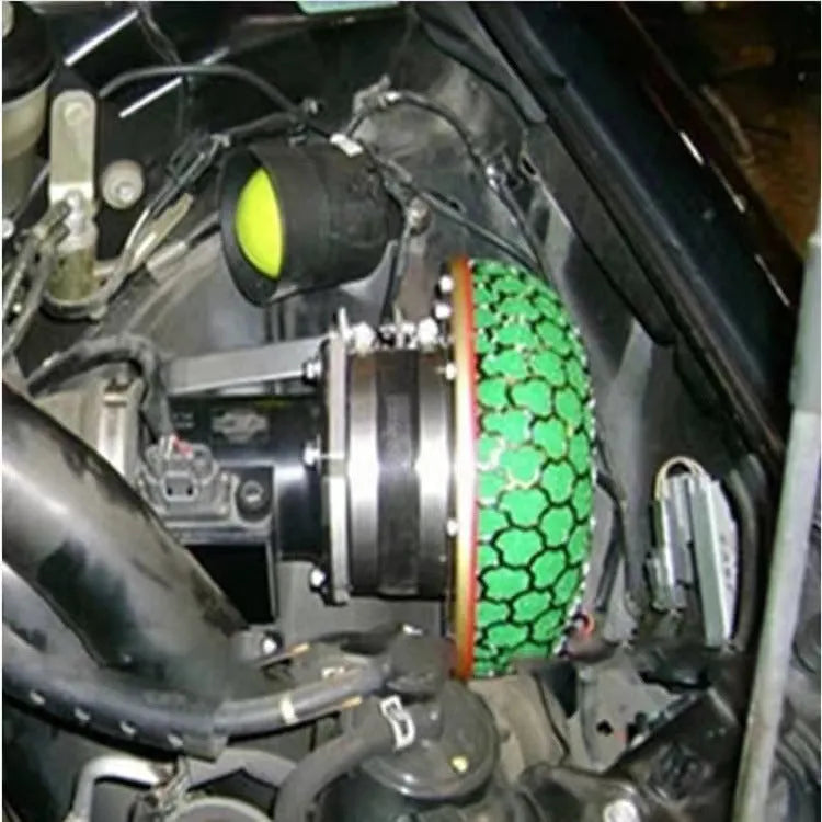 Car modification high-flow intake mushroom filter with washable sponge and aluminium base in red colour