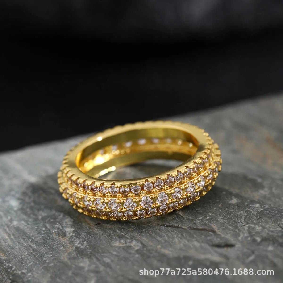 Geometric engagement ring with triangle zircon gang drill pattern on copper with choice of plating colours