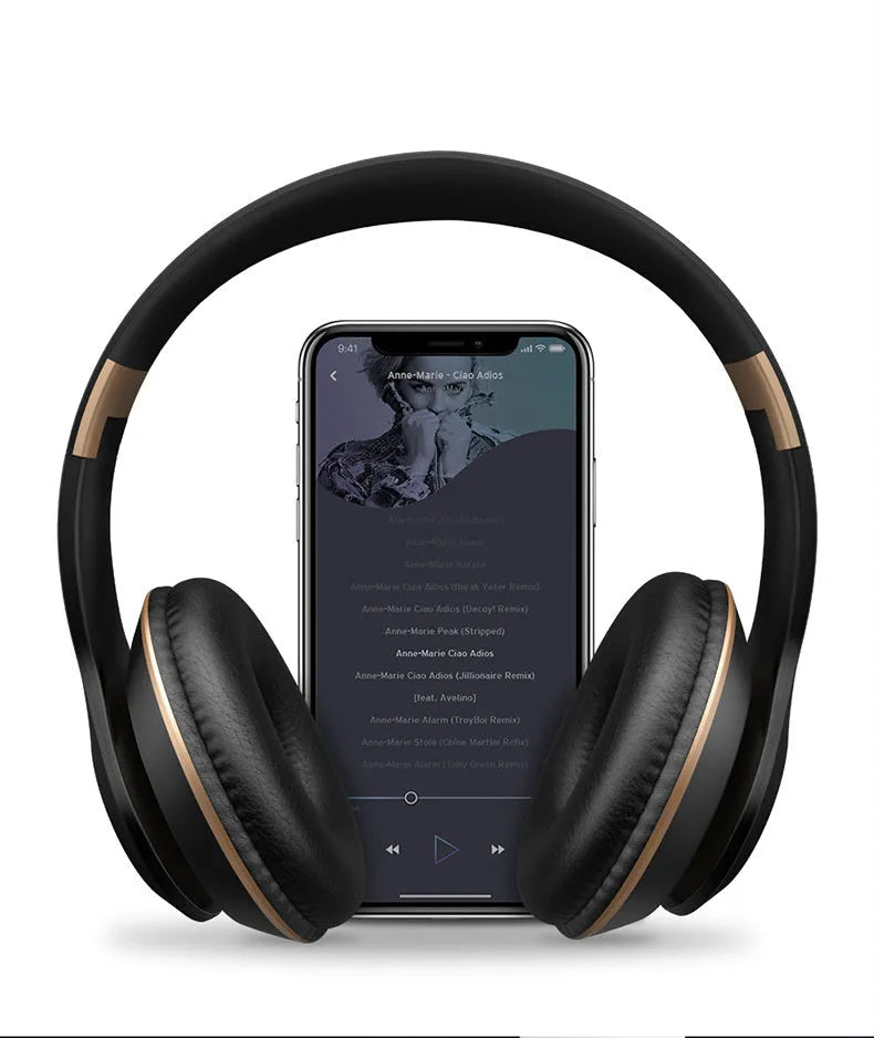 Blue and red Bluetooth wireless stereo headphones with bilateral earpieces for cord-free audio listening