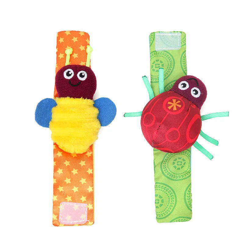 Bee Beetle fabric wristband toy with Velcro adjustable band for babies