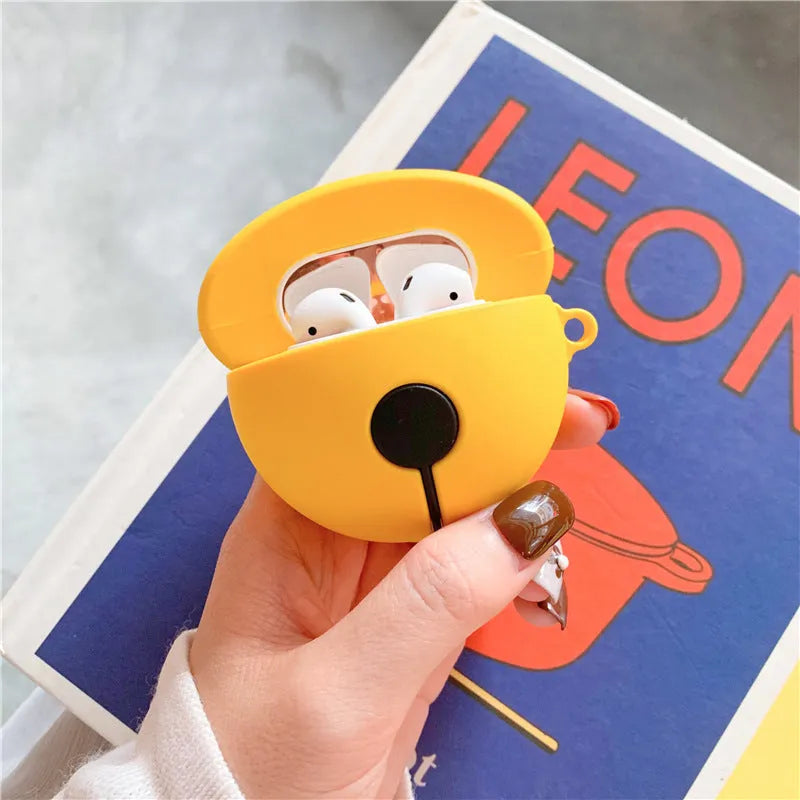 Yellow bell-shaped silicone protective case for AirPods 1st and 2nd generation headphones