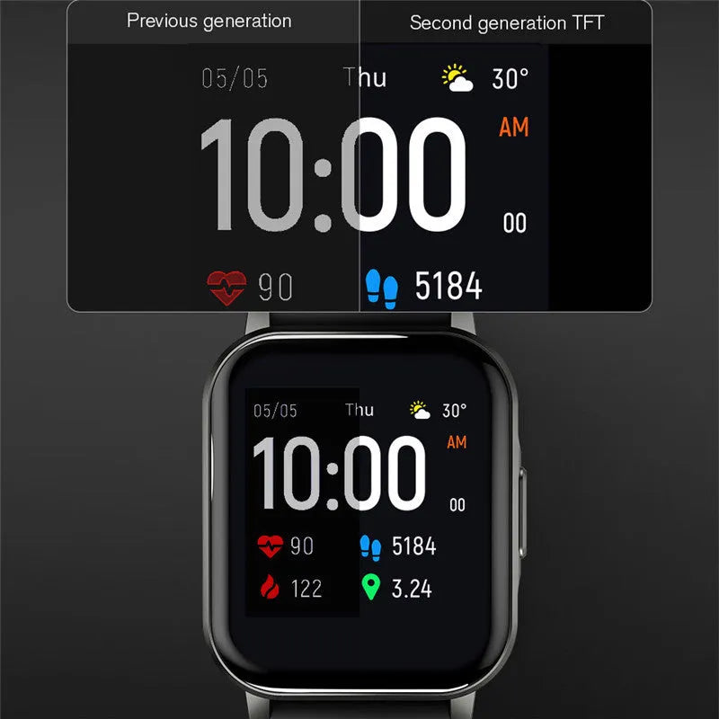 Black waterproof smart bracelet with 1.4-inch touchscreen on silicone wristband