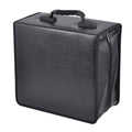 Black Oxford fabric CD storage organiser bag with zipper closure and top carry strap.