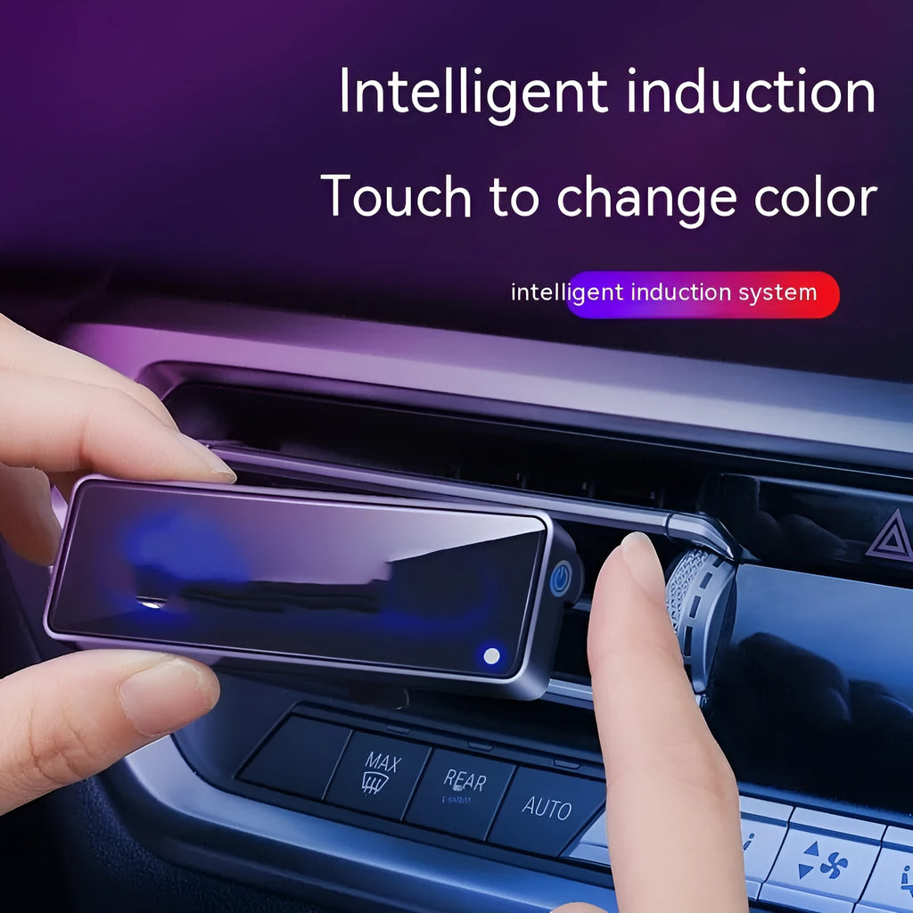 Black automobile air vent aromatherapy LED light with fragrance sticks
