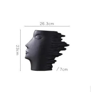 Nordic simple matte porcelain head ornament vase in white as wall decoration