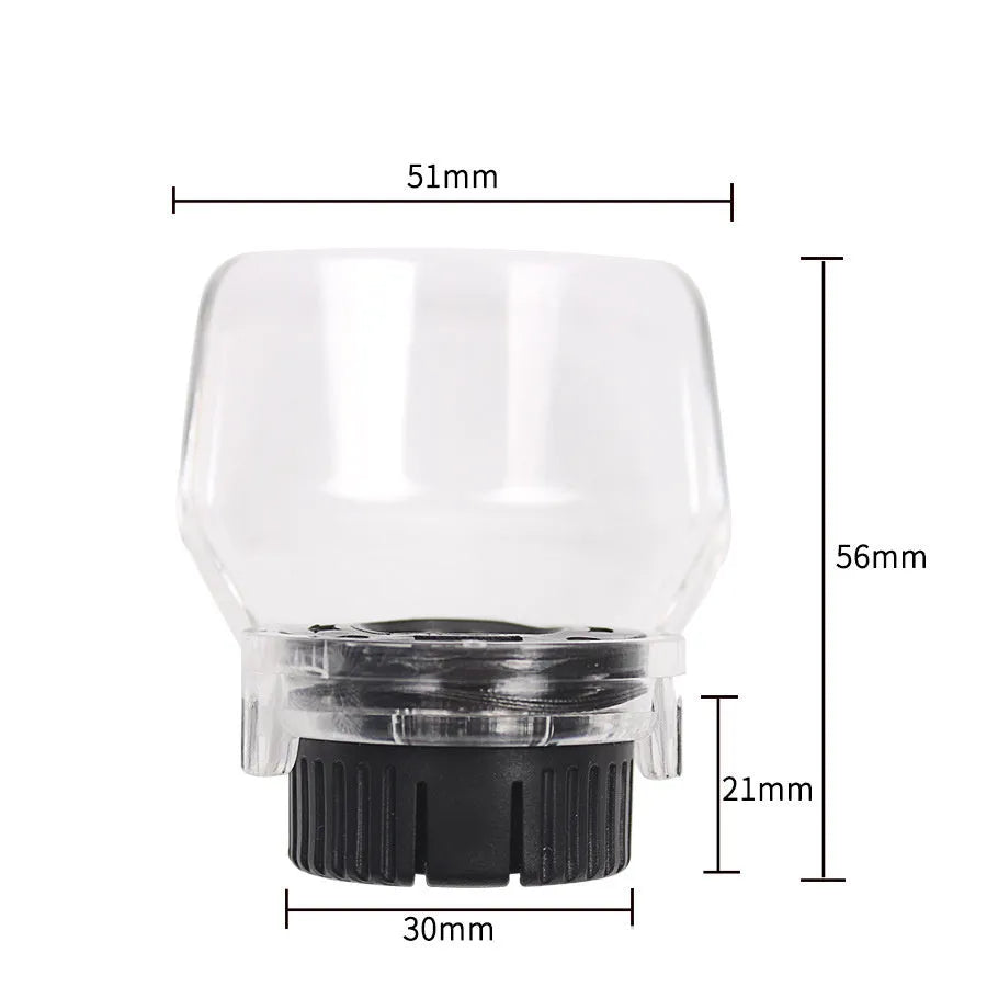 Transparent plastic horn-shaped safety cover for Delta industrial grinder models.