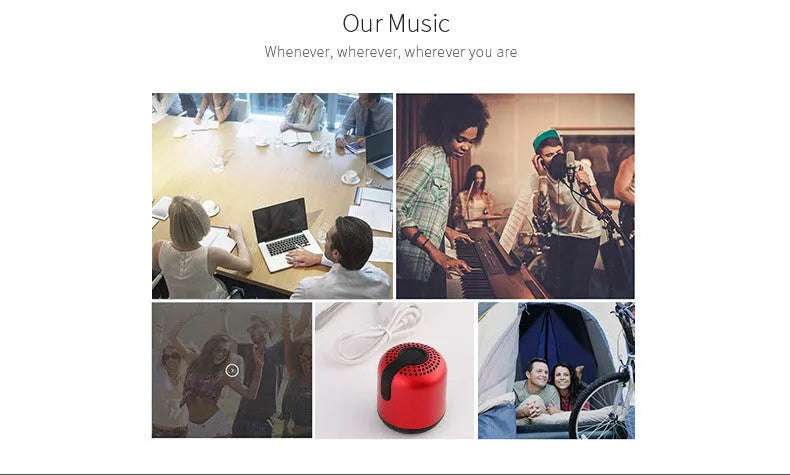 Hieha XQ11 cylindrical metal Bluetooth speaker in black, gold, pink, red or silver colour.