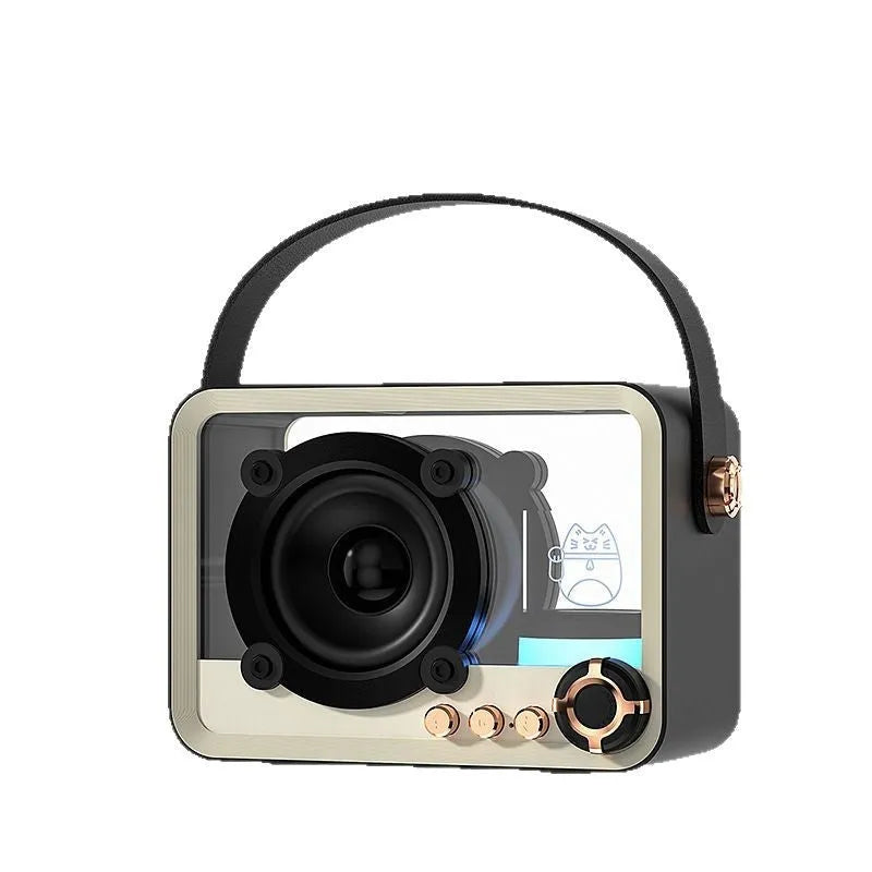 Mini glass Bluetooth speaker in Lucky Cat design, black or white, with Type-C charging cable