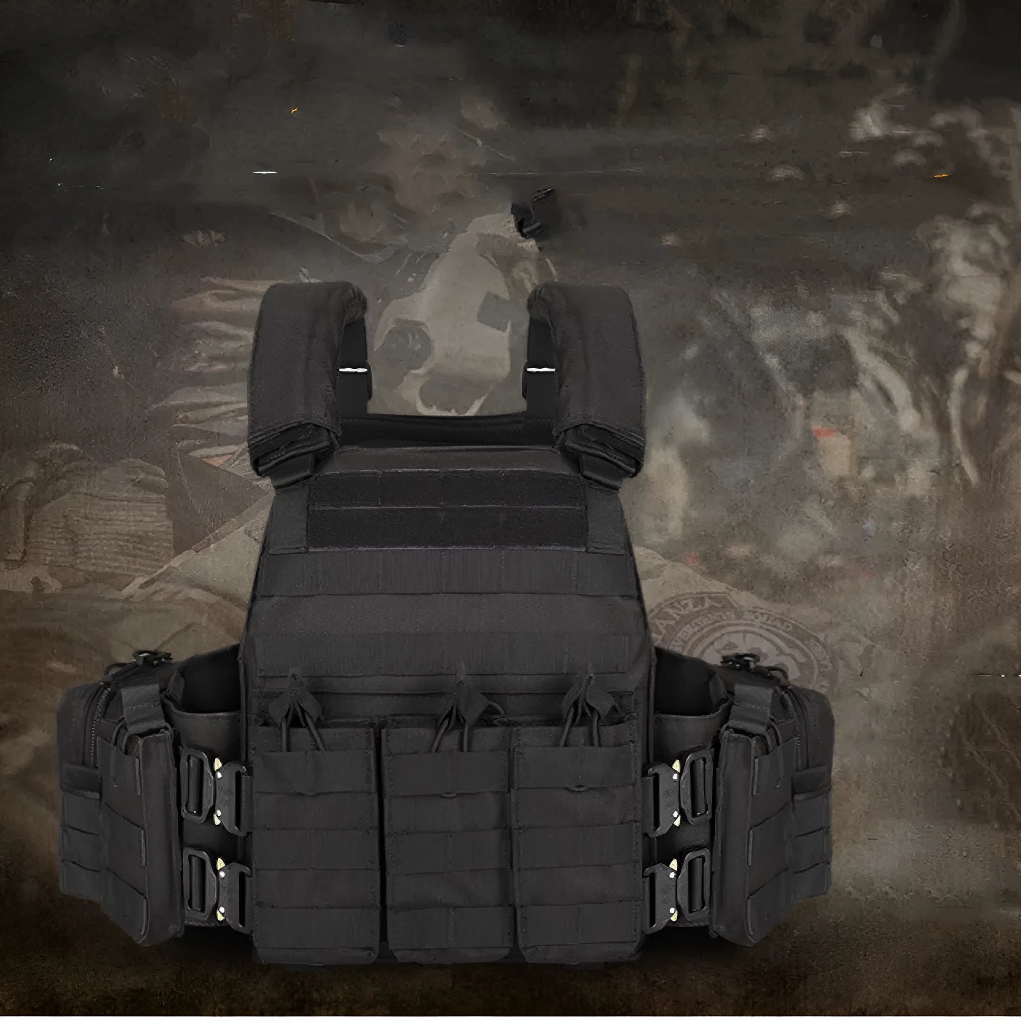 Men's camouflage tactical vest in polyester fabric with free size fitting for outdoor training